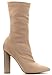 Cape Robbin Connie-5 Pointy Toe Lycra Elastic Pull On Ankle Bootie Block Heel Boot Nude