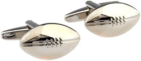 KORPIKUS ' American Football ' Shiny Silver Colour Stainless Steel Cufflinks in Free Designer Gift Bag