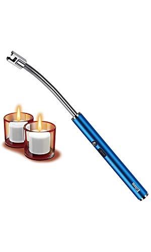 Candle Lighter,Eitou USB Electronic Lighter with LED Rechargeable Electric Lighter Long Flexible Neck for Camping Cooking BBQs Fireworks（Blue)