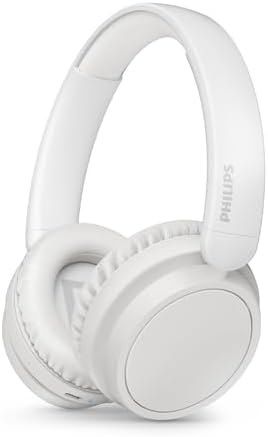 TAH5219WT/00 Leichte On-Ear Wireless Bluetooth Kopfhörer – 65 Std. Akkulaufzeit, natürlicher Klang, klare Anrufe, dynamischer Bass, 2 Std. USB-C-Ladung, Softtasche – Weiß
