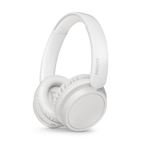 TAH5219WT/00 Leichte On-Ear Wireless Bluetooth Kopfhörer – 65 Std. Akkulaufzeit, natürlicher Klang, klare Anrufe, dynamischer Bass, 2 Std. USB-C-Ladung, Softtasche – Weiß