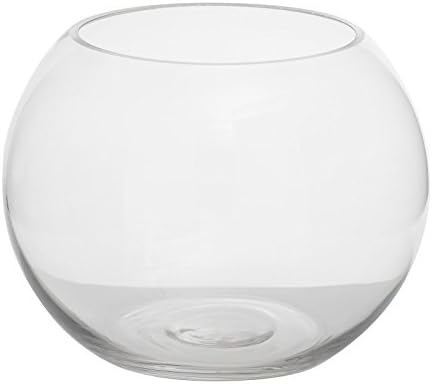Duvela Clear Glass H 19 cm Fish Bowl Vase Round Flower Floating Candle Potpourri - Large H 19 x L 25 x W 25 cm