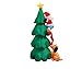 6 Foot Inflatable Santa Claus Climbing on Christmas Tree Chased by Dog