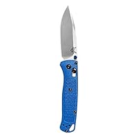 Benchmade - Bugout 535 EDC Manual Open Folding Knife Made in USA, Drop-Point Blade, Plain Edge, Satin Finish, Blue Handle