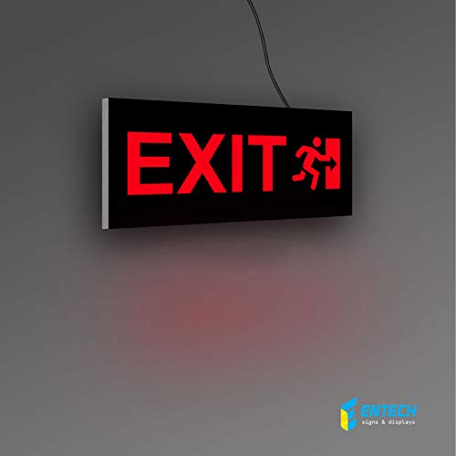 ENTECH Signs & Displays EXIT Red Colour | Safety Sign | 5 inches Height | Contour lightbox | Perfect for Retail outlets, Cafe, Bar and Restaurant