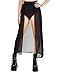 iHeartRaves Black Open Front Sheer Chiffon Maxi Skirt (Medium)