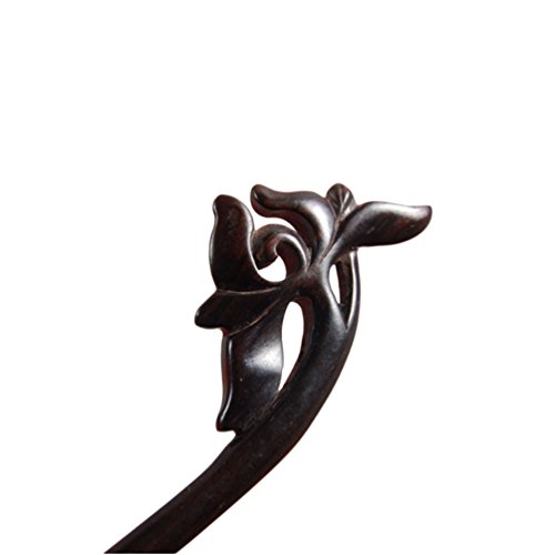 FANTAC CRAFTS Vintage Handmade Carved Ebony Chrysanthemum Flower Hairpin Black Wood Hair Stick Retro Chignon Pin Creative Hair Accessories (Chrysanthemum)