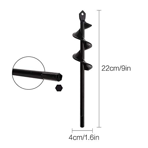 FUNTECK Bulb Planter Auger Drill Bit for Planting Bulbs and Seedlings, Fits 3/8 inch or Larger Drill (1.6" x 9")