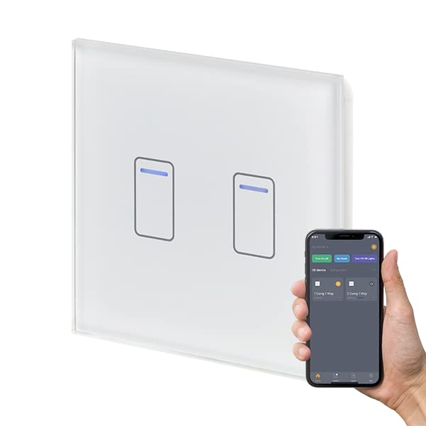 Retrotouch Crystal+ Touch WiFi Switch | 3 Gang Smart Light Switches | Multi Control | Remote Control | App Compatible With Alexa & Smart Life | White Glass Finish | LED Indicator