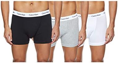 Calvin Klein Herren 3er Pack Boxershorts Trunks Unterwäsche, Mehrfarbig (Black/White/Grey Heather), XS