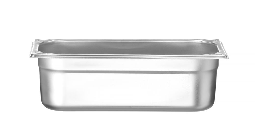 HENDI 806432 Gastronorm container 1/3, Kitchen Line, 325 x 176 x (H) 100 mm, 3.4 Litre, Silver