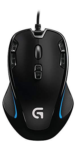 Logitech G300s Wired Gaming Mouse, 2,5K Sensor, 2,500 DPI, RGB, Lightweight, 9 Programmable Controls, On-Board Memory, Compatible with PC/Mac - Black
