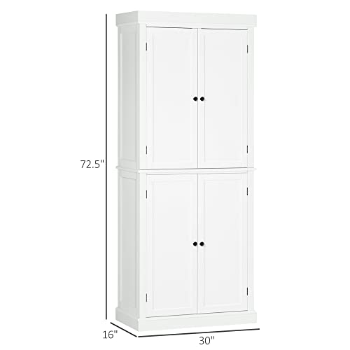 Freestanding Modern 4 Door Kitchen Pantry, Storage