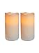 THEA Home Battery Operated LED Flamelss Candles, Artificial Candles Flickering, 2*AA Battery Requirements,Flickering Flameless Candles with 4 HoursTimer.Set of 2 Real Wax LED White Candles