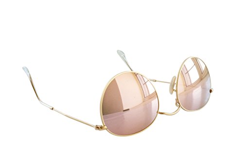 Ray-Ban ROUND METAL - MATTE GOLD Frame BROWN MIRROR PINK Lenses 50mm Non-Polarized