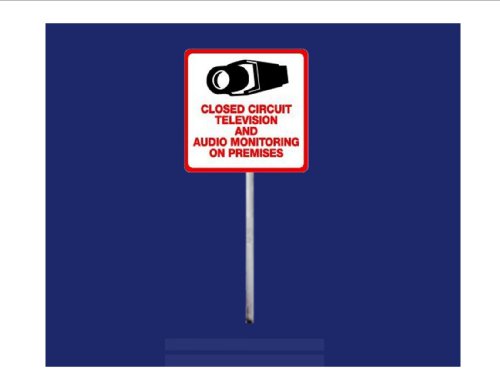 CCTV Surveillance Camera Video & Audio Warning Notification Sign on Stake | Commercial Grade Plastic | UV Fade & Scratch Resistant | Aluminum Stake | Audio Notification - It's the Law |