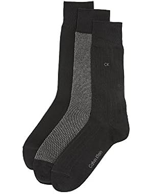 Calvin Klein Underwear Men's 3 Pack Birdseye Multi Pack Crew Socks