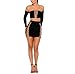 MAGICMK Suede Mini Long Sleeve Off Shoulder Club Sex Party Dress (Black, S)