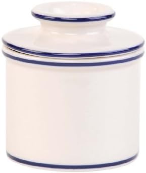 The Original Butter Bell Crock by L. Tremain, Le Bistro - White with Blue Banding by Butter Bell