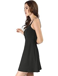 Allegra K Sexy Spaghetti - Mini vestido de mujer con cordón en el cuello en V