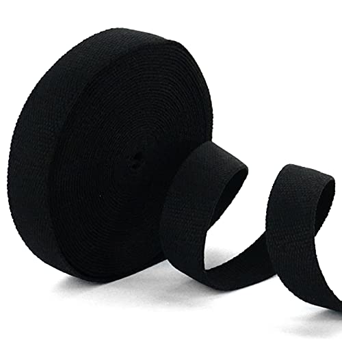 Trimz Rouleau de 10 m de toile de coton noir 40 mm, mélange blanc, blanc