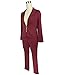 Womens 2 Piece Outfits Long Sleeve Suits Business Blazers with Pants Wine Red X-Large