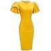Bodycon4U Women's Ruffle Sleeve Round Neck Bodycon Club Party Cocktail Evening Wedding Pencil Midi Dress Yellow L