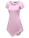 Doublju Lace Hem Asymmetrical Tunic Dress Top For Women With Plus Size BabyPink X Large