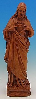 24 inch Sacred Heart Of Jesus - Outdoor Vinyl Statue, Wood Stain Finish