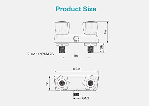 RV Camper Trailer Motorhome Fifth(5th) Wheel Shower Faucet Valve Diverter 4" Centers, Replacement Part for RV Camper Outside Exterior Outdoot Shower Kit, Easy Installation and UPC/cUPC Certified