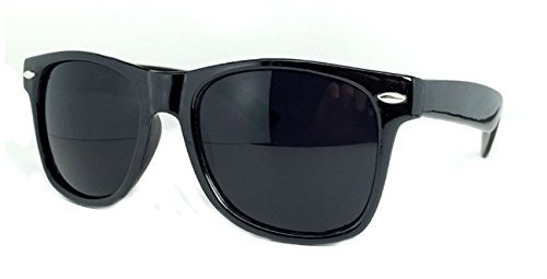 Sunglasses Classic 80's Vintage Style Design (Black Gloss/Super Dark)