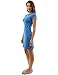 PattyBoutik Women Boat Neck Cap Sleeve Dress (Bright Blue Small)