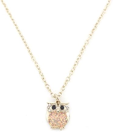 Pretty Cute Rainbow Color Owl Pendant Necklace (Pink Owl Necklace)