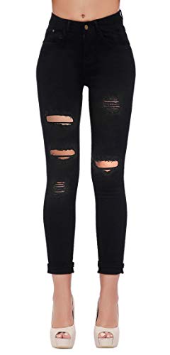 Women's Hight Waisted Butt Lift Stretch Ripped Skinny Jeans Distressed Denim Pants