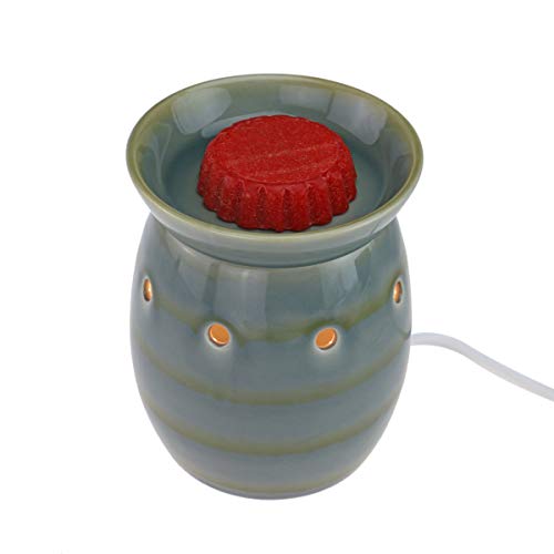 StarMoon Wax Melt Warmer Electric, Candle Warmer for Wax Melt, Home Fragrance Diffuser, Home Décor, No Flame, Removable Dish, with One More Bulb (D. Green & Gray) - Thumbnail 7