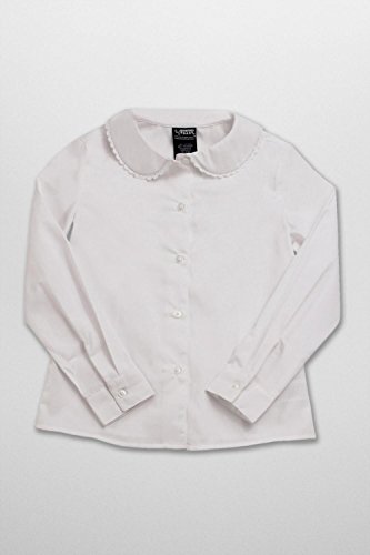 French Toast Long Sleeve Peter Pan Blouse With Lace Trim Collar (Feminine Fit) Girls