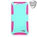 Huawei Raven LTE H892L Case With TJS® Tempered Glass Screen Protector and Stylus Pen Included, Dual Layer Rubberized Hybrid Shockproof Protective Armor Case for Huawei Raven LTE H892L (Pink/Teal)