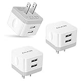 3Pack USB Wall Charger Plug, AILKIN 2.4A Dual Port