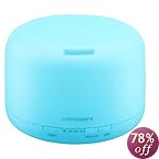 URPOWER 500ml Aromatherapy Essential Oil Diffuser Humidifier with 4 Timer Settings, 7 LED Color Changing Lamps and Waterless Auto Shut-off