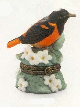 PHBBaltimore Oriole Porcelain Hinged Box - Midwest of Cannon Falls Songbird Series