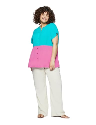 FIORELLA RUBINO: Blusa Bicolore Curvy Size Fucsia Stagione Primavera Estate 2024.