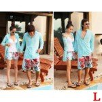 Cardigan style Letter Pattern Ultra Thin Sun Block Sand Beach Coat-Size L/Blue(1-Pack)