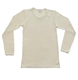 Children's Organic Wool Underwear Shirt with Long Sleeves, Natural White , size 116/6 yr