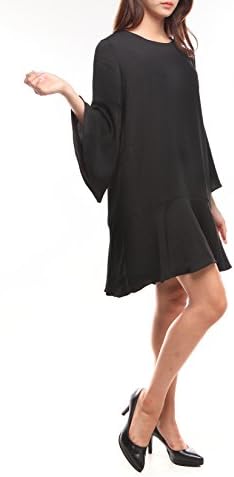 KATE LUX Trendy A Line Cascade Dress With Ruffled Hem - Black