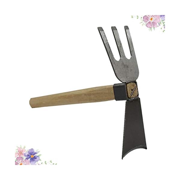 Cabilock Gartenhacke Kleinhacke Doppelkopf Hacken Stahl Spatengabel mit Holzgriff Grabegabel zum Umgraben und Auflockern… – Bild 5