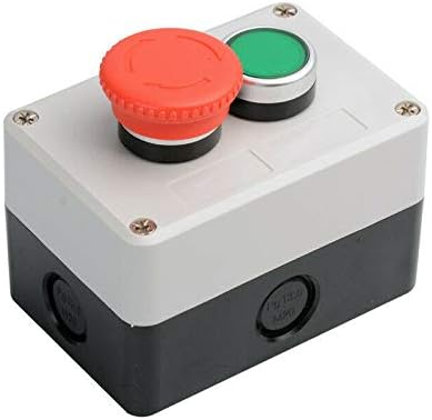 Push Button Control Station, SENRISE 2 Switches Stop/Start Mushroom Push Button Switch (Pack of 1 - Emergency Stop + Self-Return)