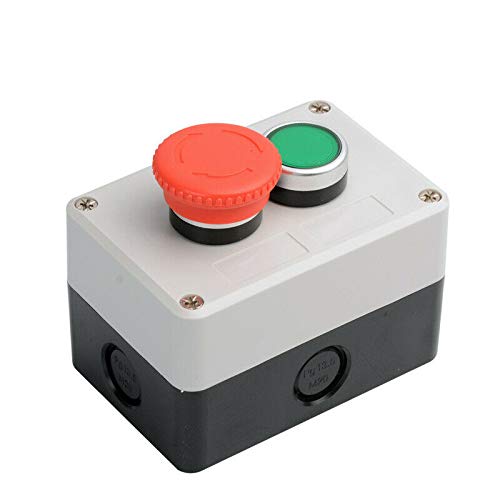 Push Button Control Station, 2 Switches Stop/Start Mushroom Push Button Switch (Pack of 1 - Emergency Stop + Self-Return)