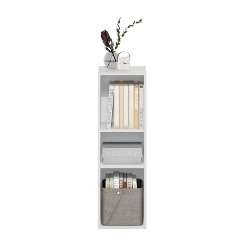 Furinno Fulda 3 Tier Space Saving Bookcase 25cm Wide White