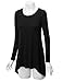 Lock and Love WT953 Womens Round Neck Long Sleeve Rib Trapeze Tunic Top XXL Black