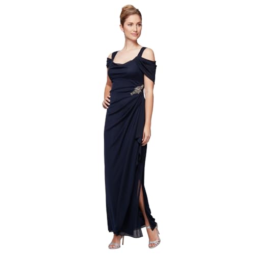 Alex Evenings - Abito lungo da donna con spalle scoperte, per madre della sposa ed eventi formali (taglie piccole e standard), 44